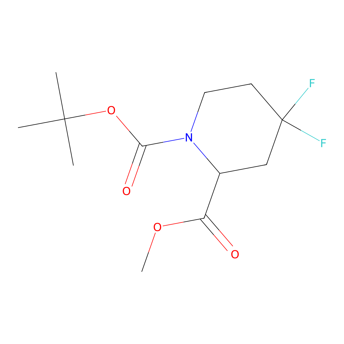(S)-1-tert-Butyl 2-methyl 4,4-difluoropiperidine-1,2-dicarboxylate molecular structure, CAS 1352342-07-4