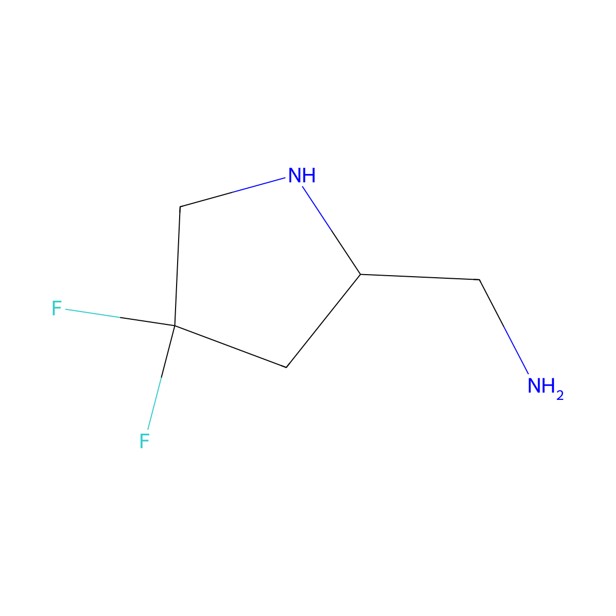 (4,4-Difluoropyrrolidin-2-yl)methanamine molecular structure, CAS 1352343-34-0