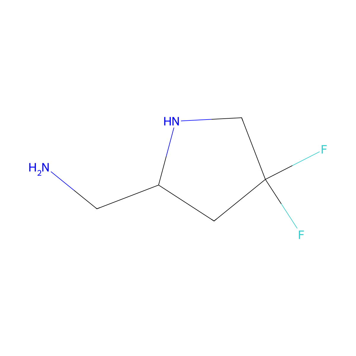 (4,4-Difluoropyrrolidin-2-yl)methanamine molecular structure, CAS 1352343-34-0