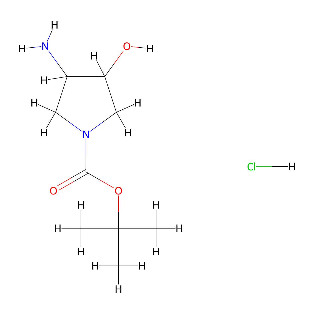 Tert-butyl 3-amino-4-hydroxypyrrolidine-1-carboxylate hydrochloride molecular structure, CAS 1352343-51-1