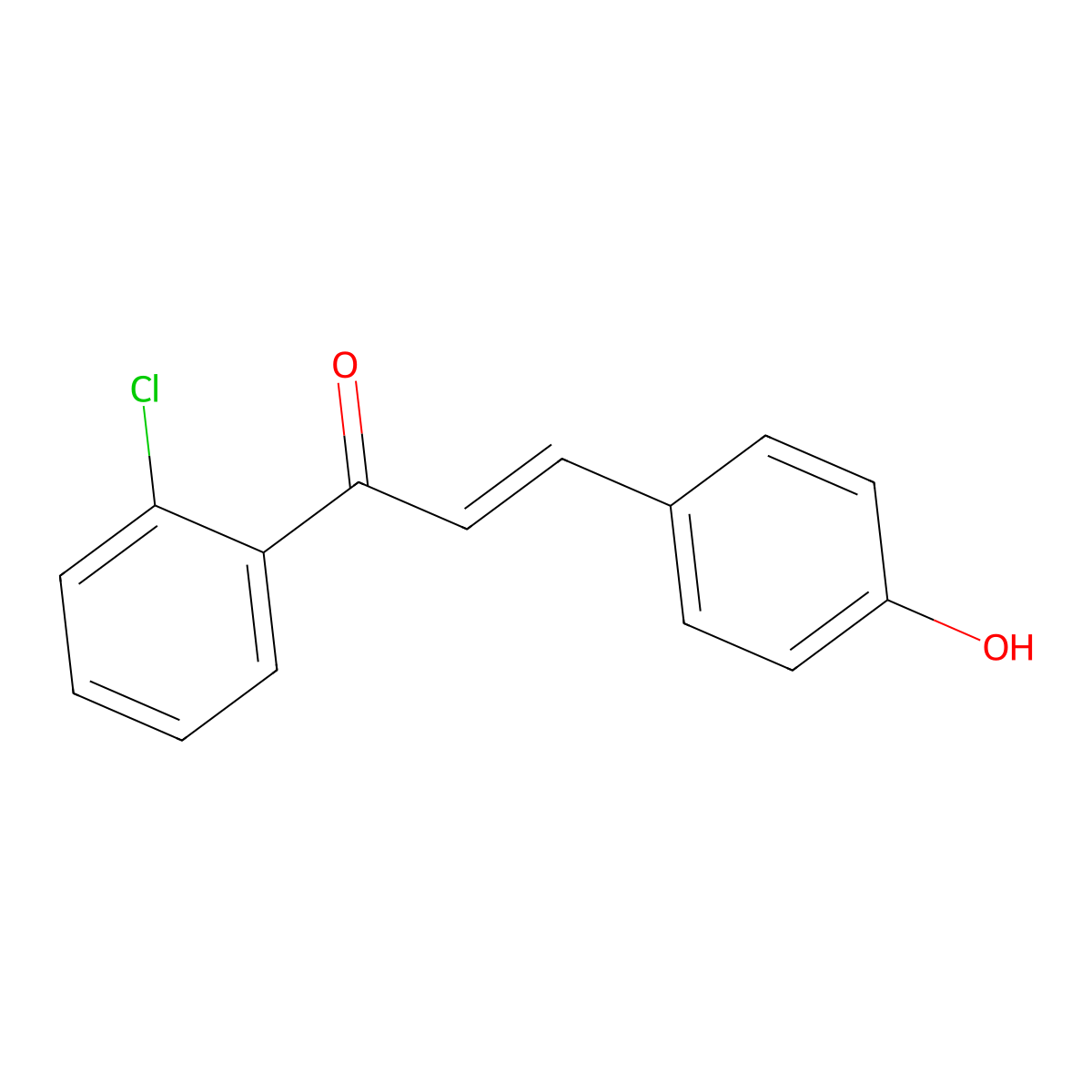 (2E)-1-(2-chlorophenyl)-3-(4-hydroxyphenyl)prop-2-en-1-one molecular structure, CAS 1352347-02-4