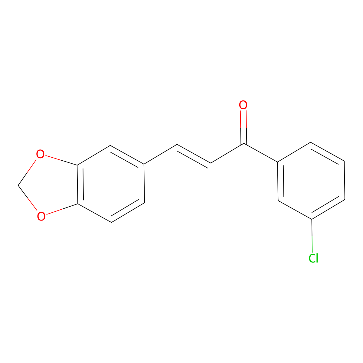 (2E)-3-(2H-1,3-Benzodioxol-5-yl)-1-(3-chlorophenyl)prop-2-en-1-one molecular structure, CAS 1352347-03-5