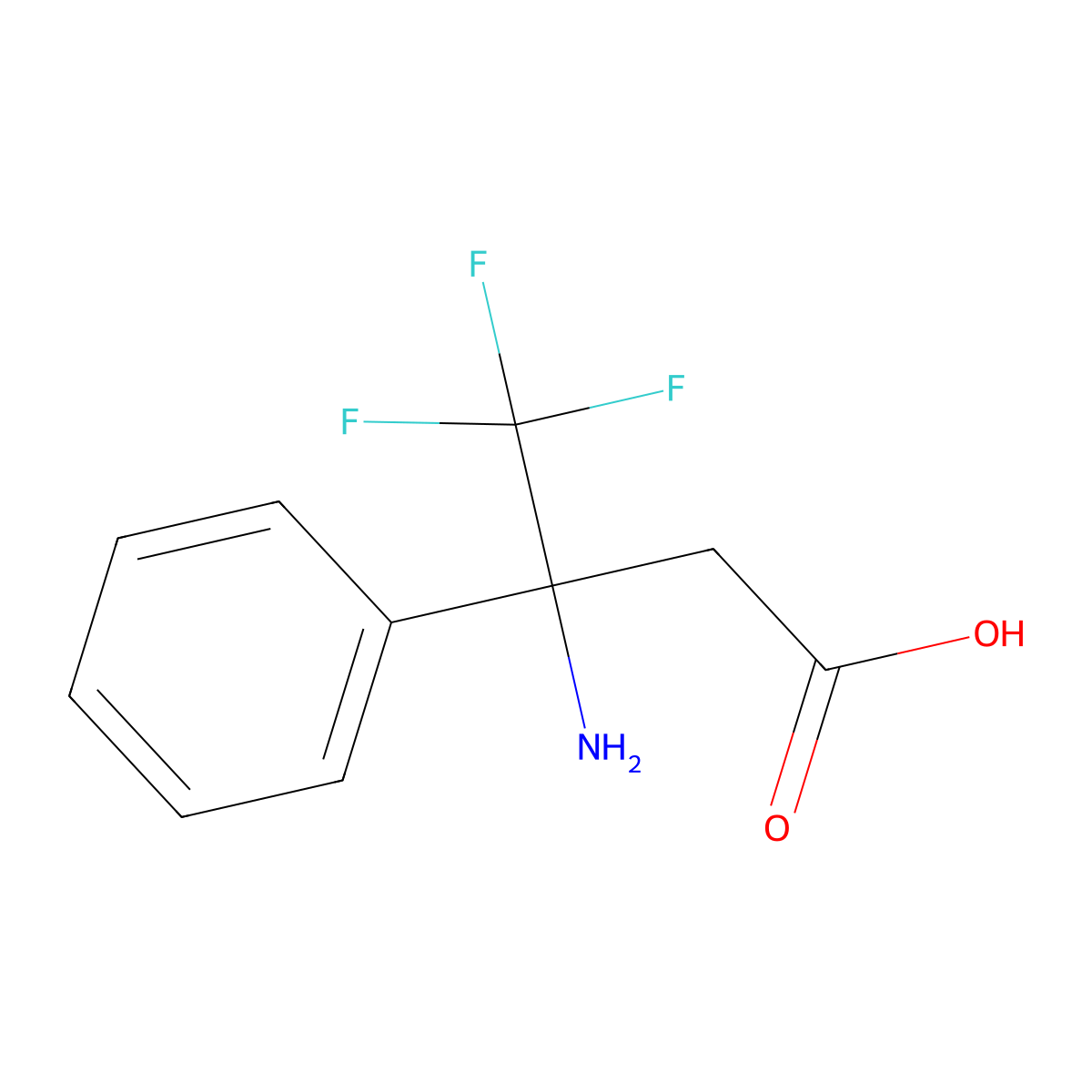 3-Amino-4,4,4-trifluoro-3-phenylbutanoic acid molecular structure, CAS 135235-90-4