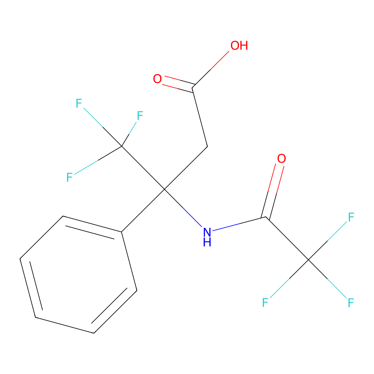 4,4,4-Trifluoro-3-phenyl-3-(2,2,2-trifluoroacetamido)butanoic acid molecular structure, CAS 135235-94-8