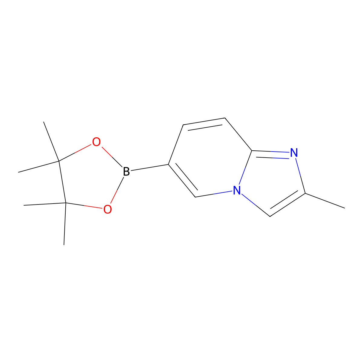 2-Methyl-6-(tetramethyl-1,3,2-dioxaborolan-2-yl)imidazo[1,2-a]pyridine molecular structure, CAS 1352391-12-8