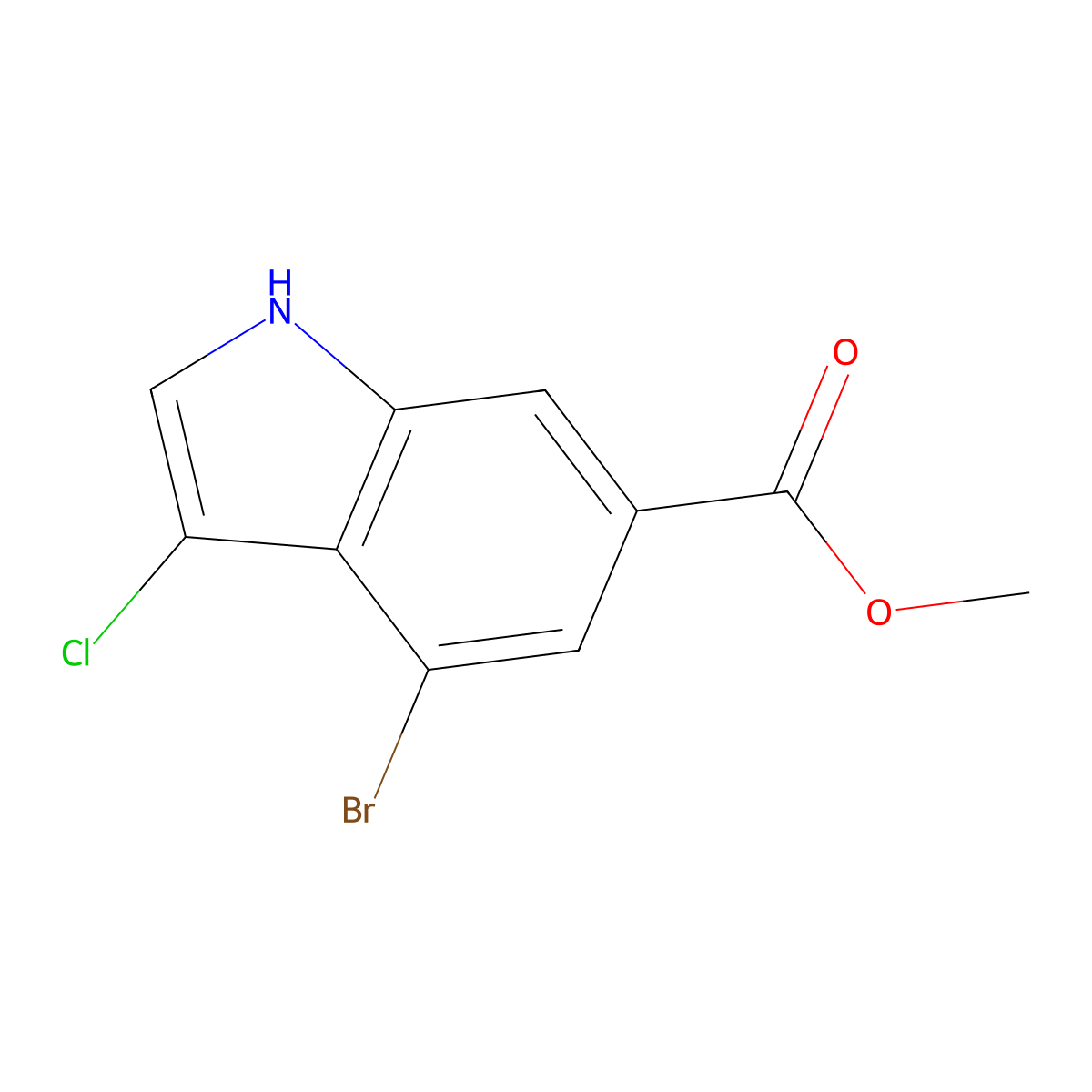 methyl 4-bromo-3-chloro-1H-indole-6-carboxylate molecular structure, CAS 1352393-64-6