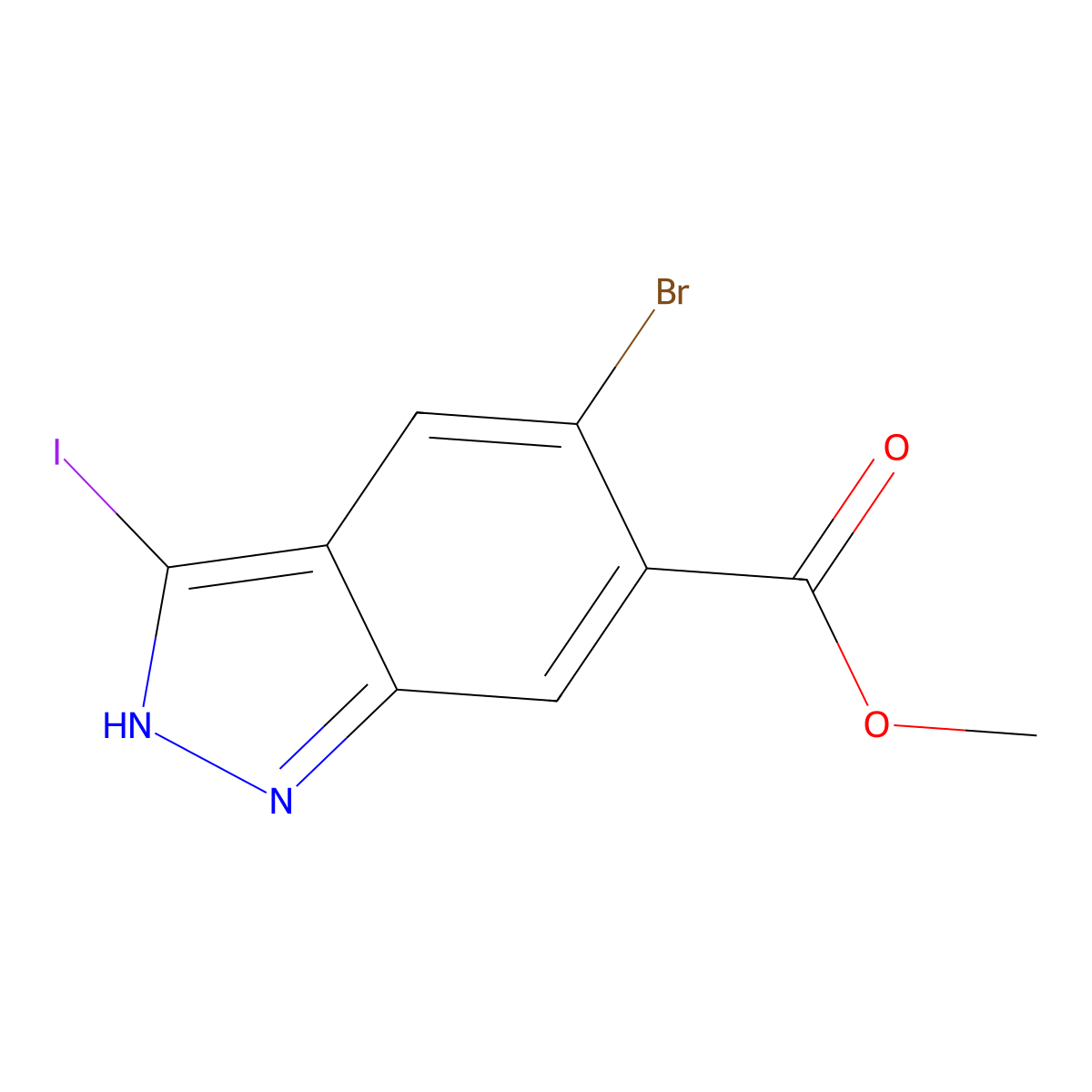 5-Bromo-3-iodo-1H-indazole-6-carboxylic acid methyl ester molecular structure, CAS 1352393-79-3