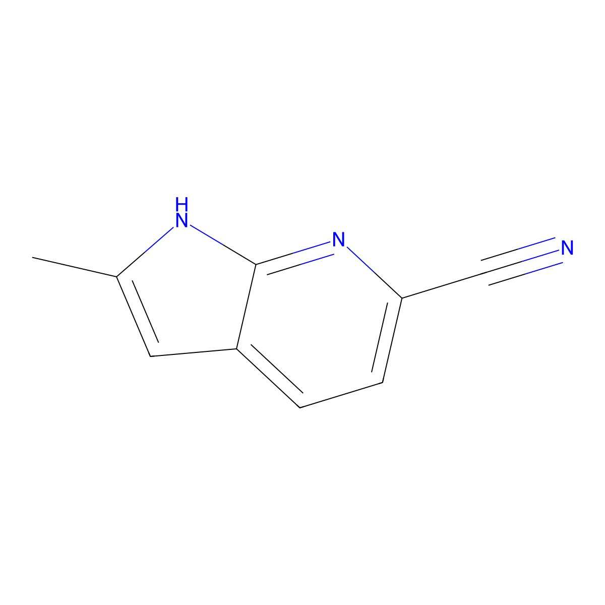 2-methyl-1H-pyrrolo[2,3-b]pyridine-6-carbonitrile molecular structure, CAS 1352394-35-4