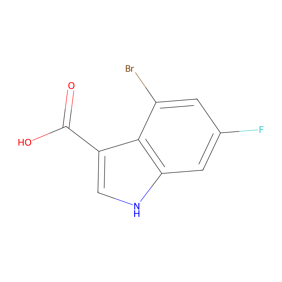 4-Bromo-6-fluoroindole-3-carboxylic Acid molecular structure, CAS 1352394-36-5