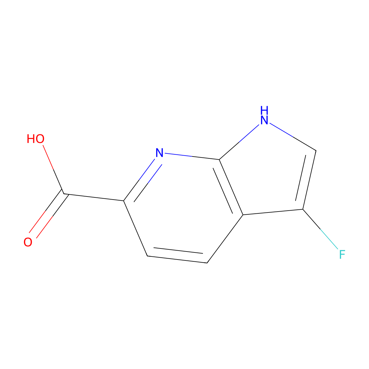 3-fluoro-1H-pyrrolo[2,3-b]pyridine-6-carboxylic acid molecular structure, CAS 1352394-37-6