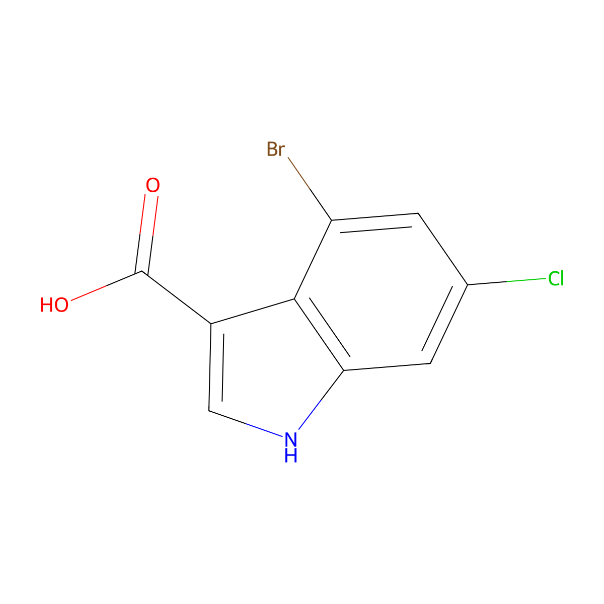 4-bromo-6-chloro-1H-indole-3-carboxylic acid molecular structure, CAS 1352394-83-2