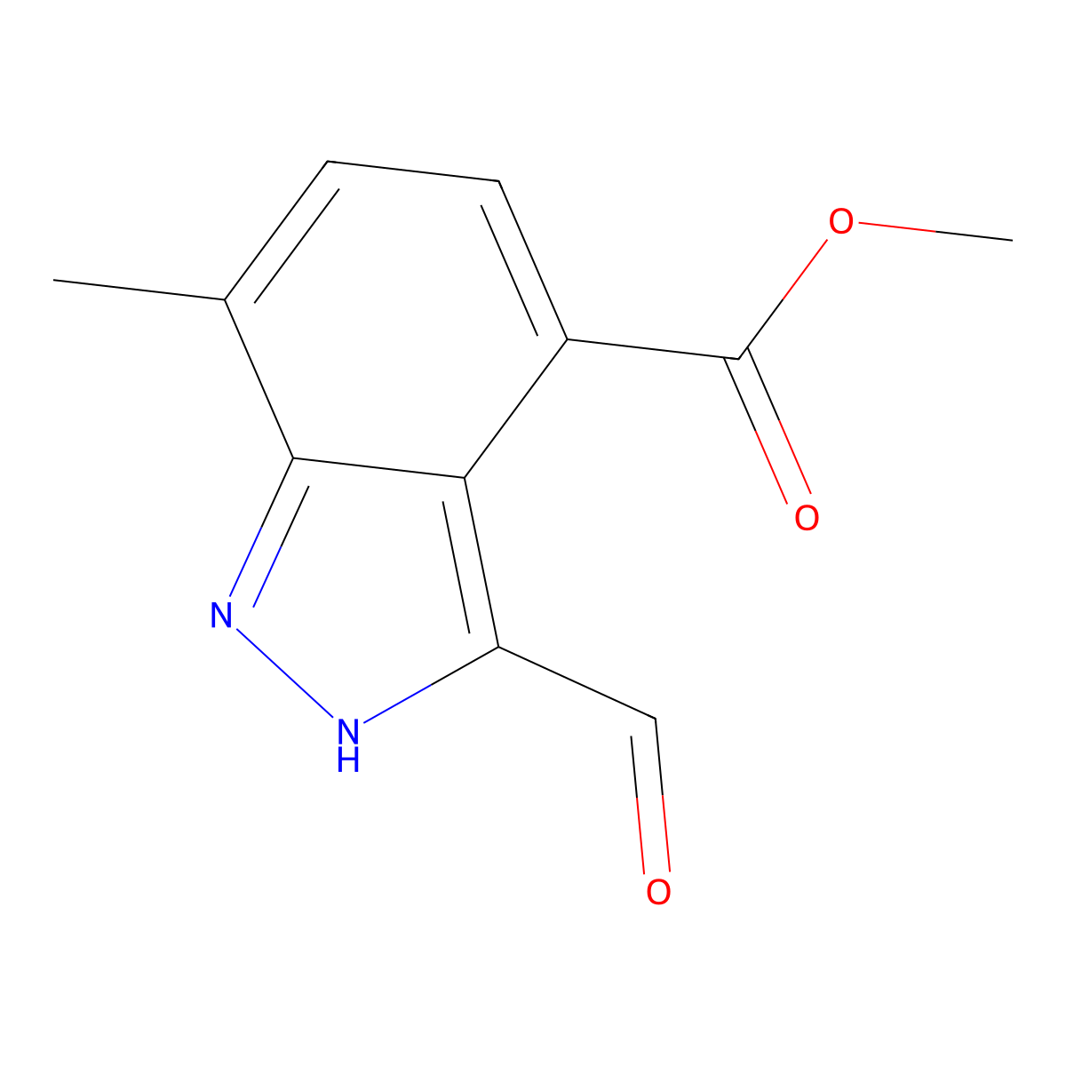 3-Formyl-7-methyl-1H-indazole-4-carboxylic acid methyl ester molecular structure, CAS 1352395-25-5