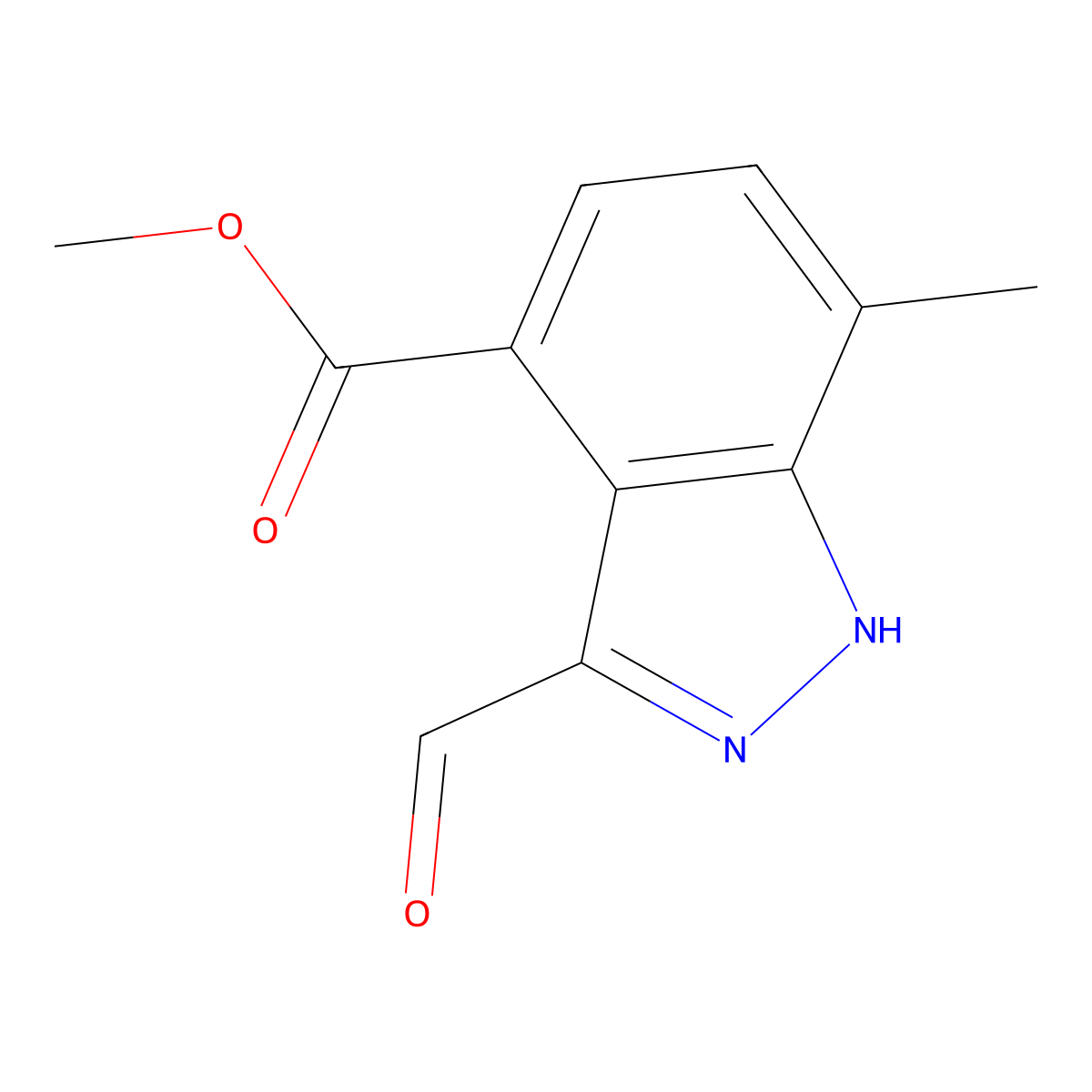 3-Formyl-7-methyl-1H-indazole-4-carboxylic acid methyl ester molecular structure, CAS 1352395-25-5