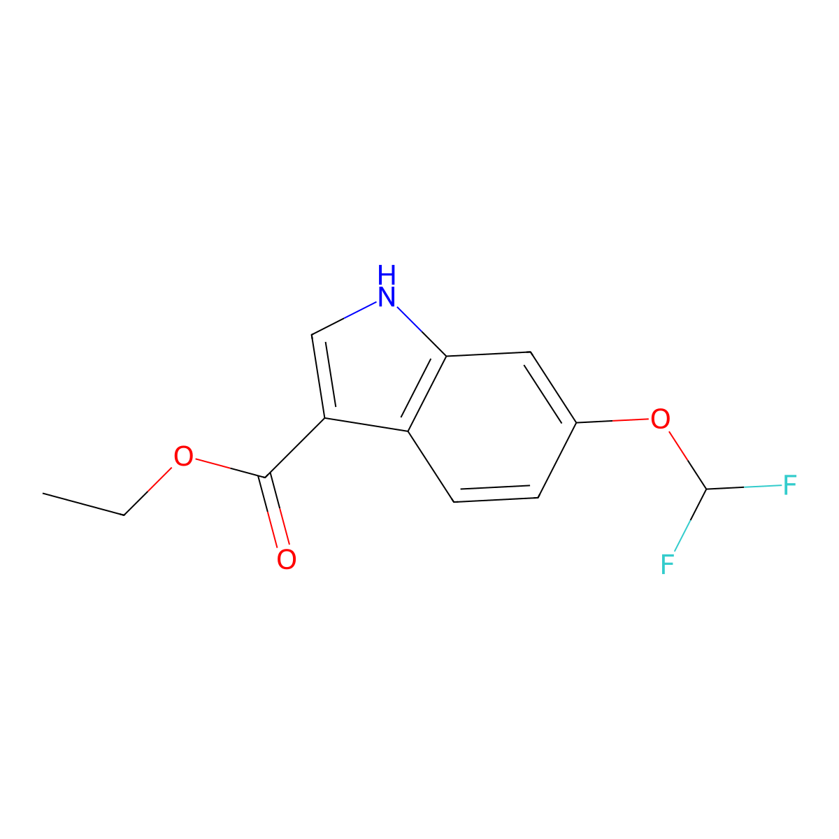 6-Difluoromethoxyindole-3-carboxylic acid ethyl ester molecular structure, CAS 1352395-43-7