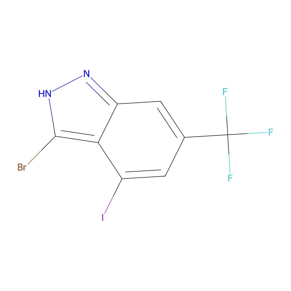 3-Bromo-4-iodo-6-(trifluoromethyl)-1H-indazole molecular structure, CAS 1352395-57-3