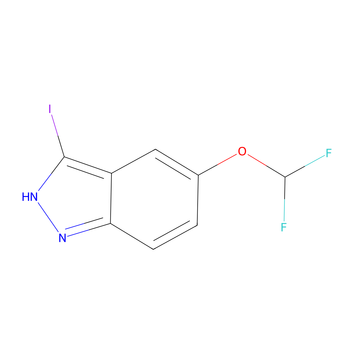 5-(difluoromethoxy)-3-iodo-1H-indazole molecular structure, CAS 1352395-59-5