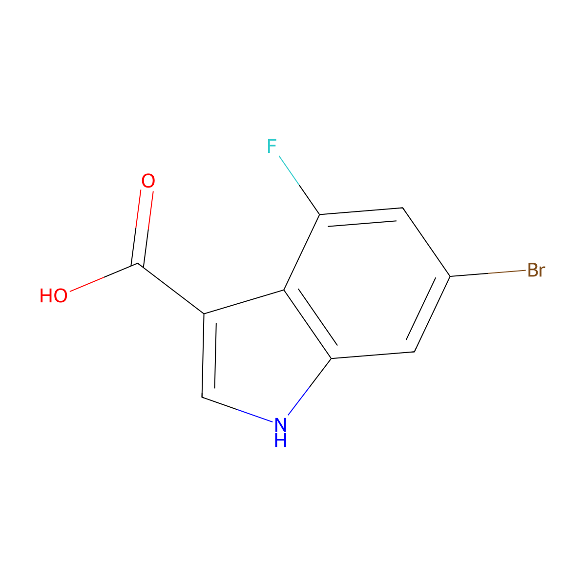 6-Bromo-4-fluoro-1H-indole-3-carboxylic acid molecular structure, CAS 1352395-93-7