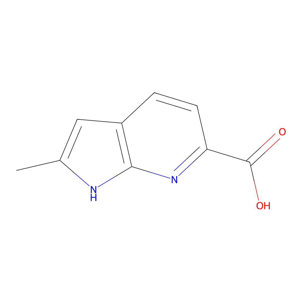 2-methyl-1H-pyrrolo[2,3-b]pyridine-6-carboxylic acid molecular structure, CAS 1352396-16-7