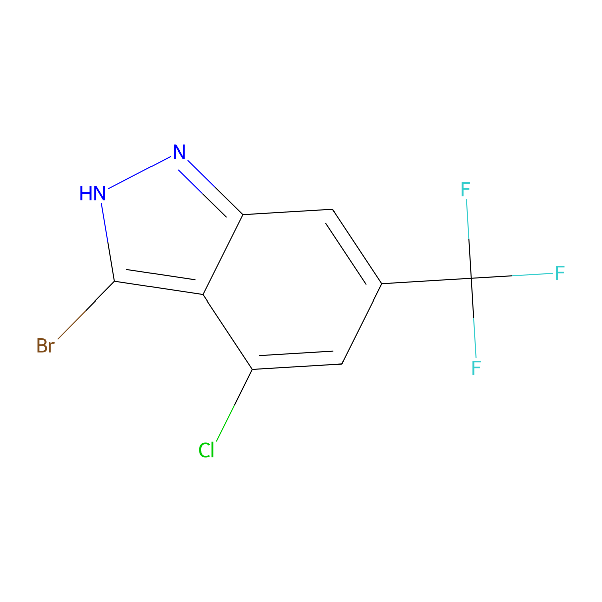 3-Bromo-4-chloro-6-(trifluoromethyl)-1H-indazole molecular structure, CAS 1352396-31-6