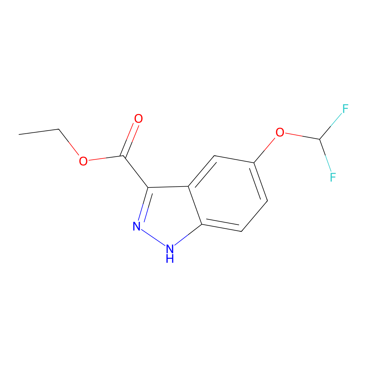 ethyl 5-(difluoromethoxy)-1H-indazole-3-carboxylate molecular structure, CAS 1352396-52-1