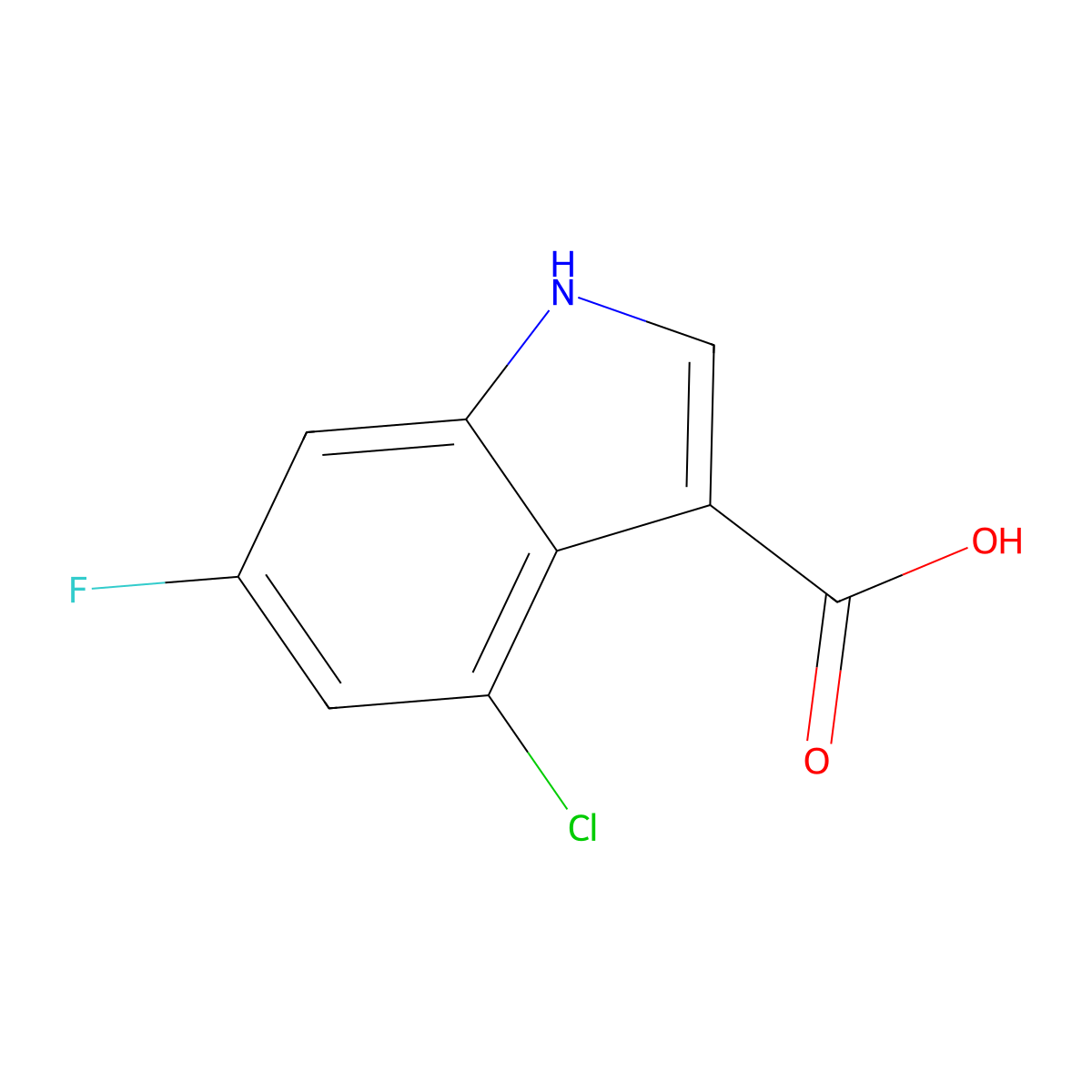 4-chloro-6-fluoro-1H-indole-3-carboxylic acid molecular structure, CAS 1352396-80-5