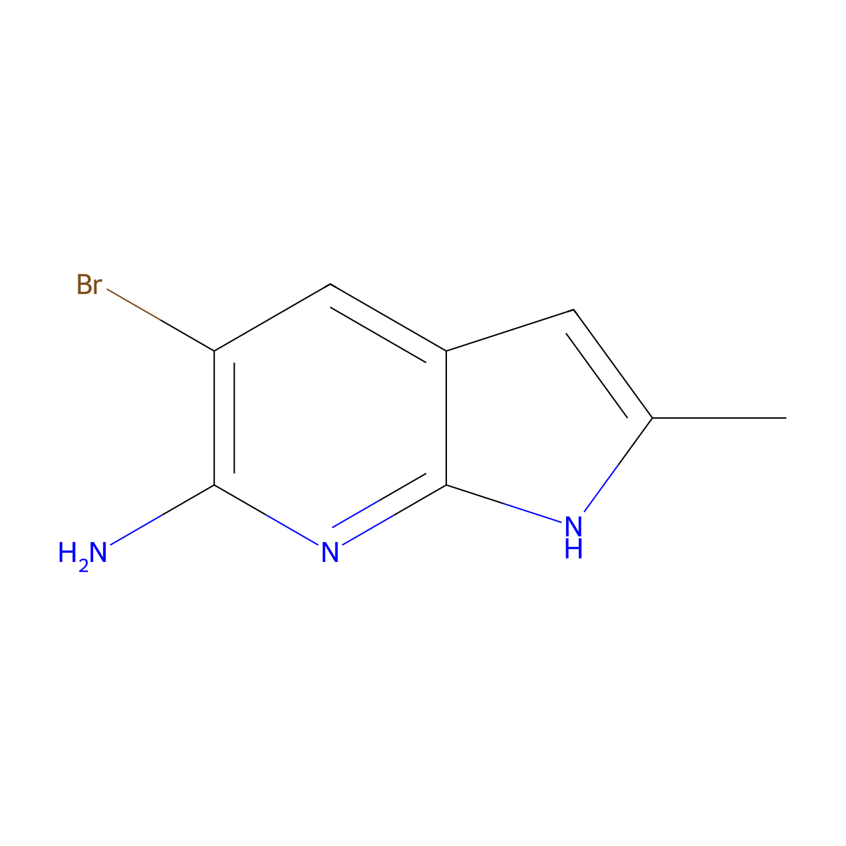 5-Bromo-2-methyl-1H-pyrrolo[2,3-b]pyridin-6-amine molecular structure, CAS 1352396-99-6