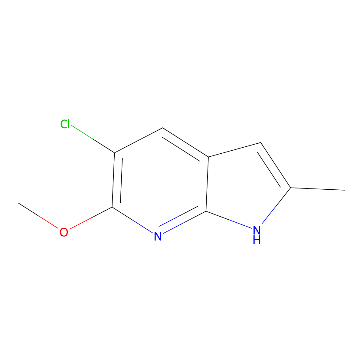 5-Chloro-6-methoxy-2-methyl-1H-pyrrolo[2,3-b]pyridine molecular structure, CAS 1352397-07-9
