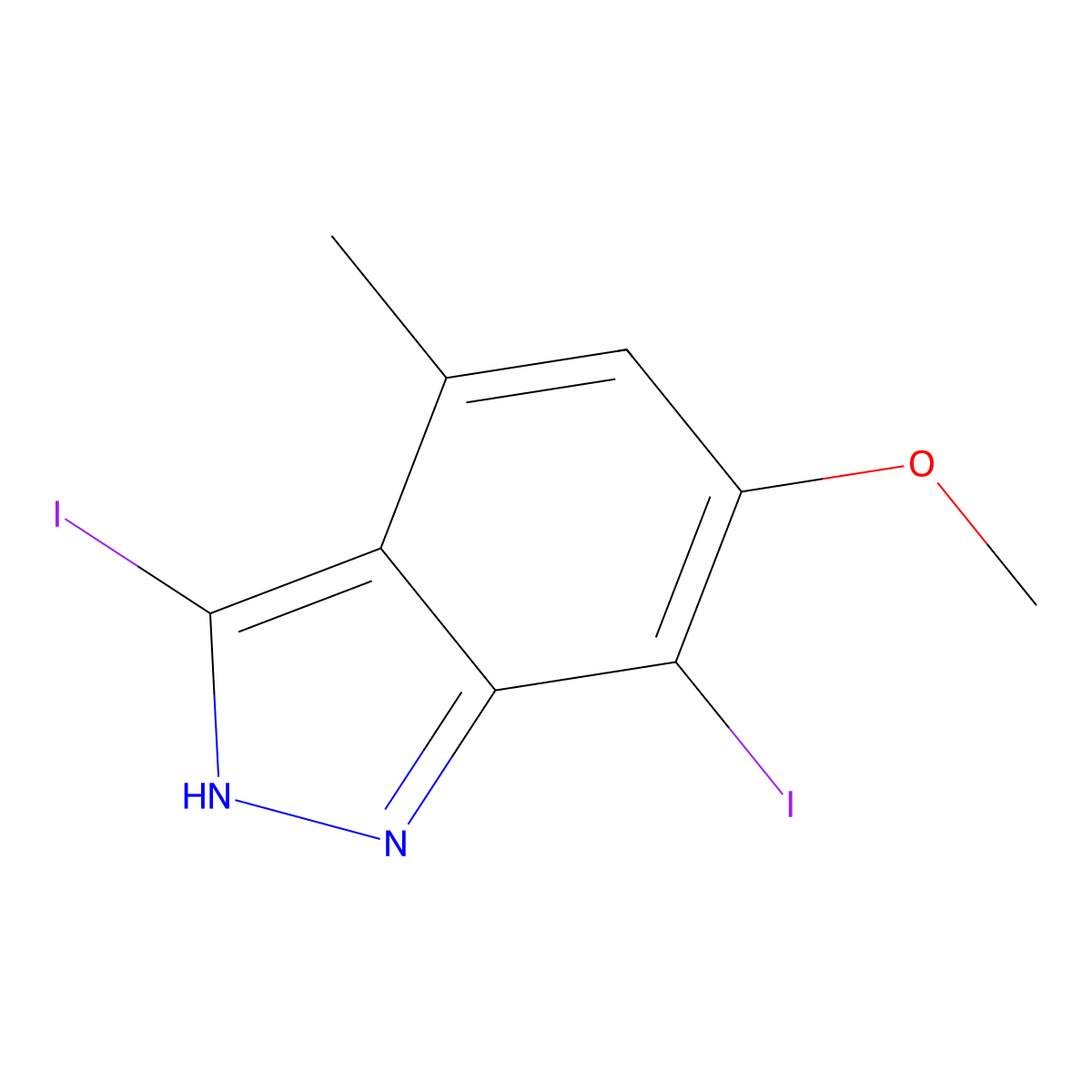 3,7-Diiodo-6-methoxy-4-methyl-1H-indazole molecular structure, CAS 1352397-42-2