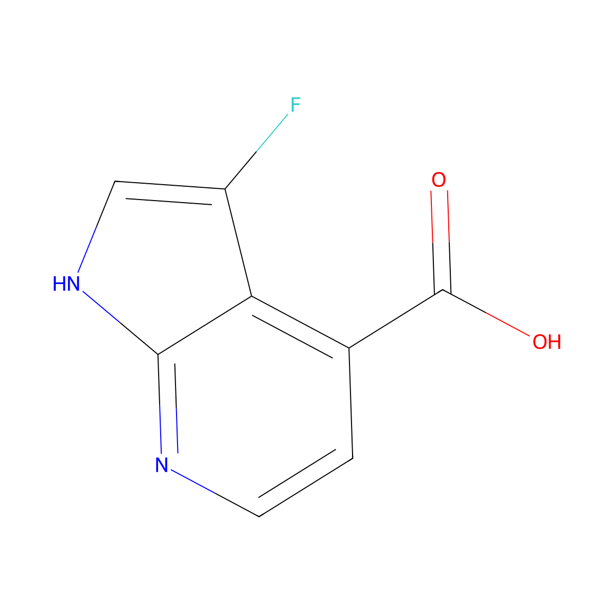 3-fluoro-1H-pyrrolo[2,3-b]pyridine-4-carboxylic acid molecular structure, CAS 1352397-55-7