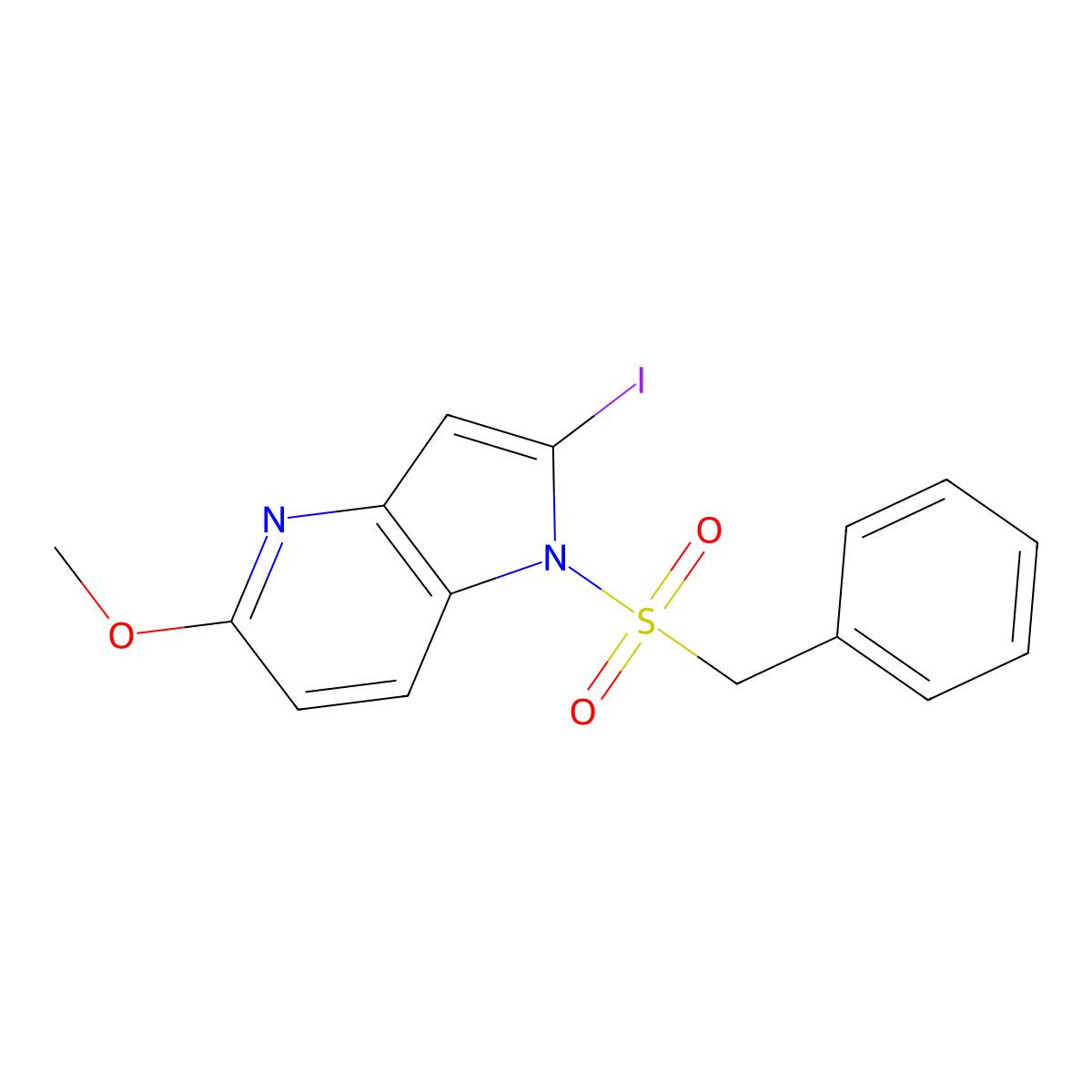 1-(Benzylsulfonyl)-2-iodo-5-methoxy-4-azaindole molecular structure, CAS 1352397-59-1
