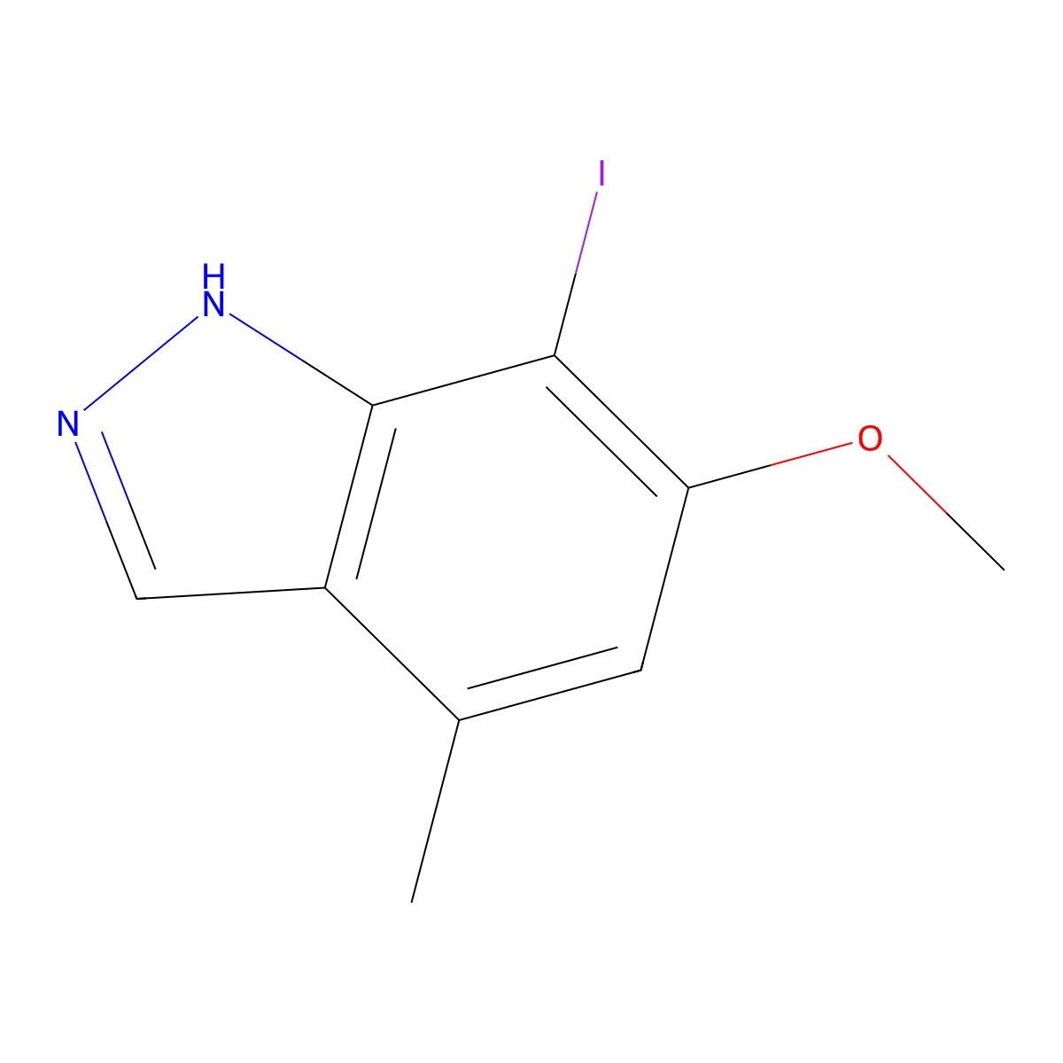 7-Iodo-6-methoxy-4-methyl-1H-indazole molecular structure, CAS 1352397-67-1