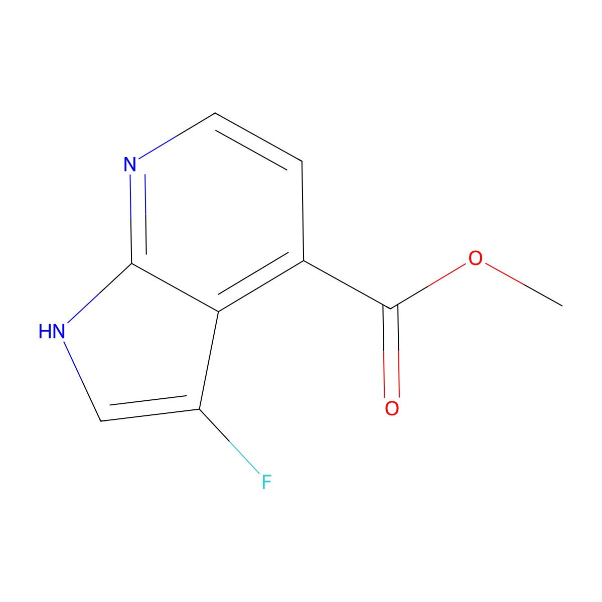 methyl 3-fluoro-1H-pyrrolo[2,3-b]pyridine-4-carboxylate molecular structure, CAS 1352397-87-5