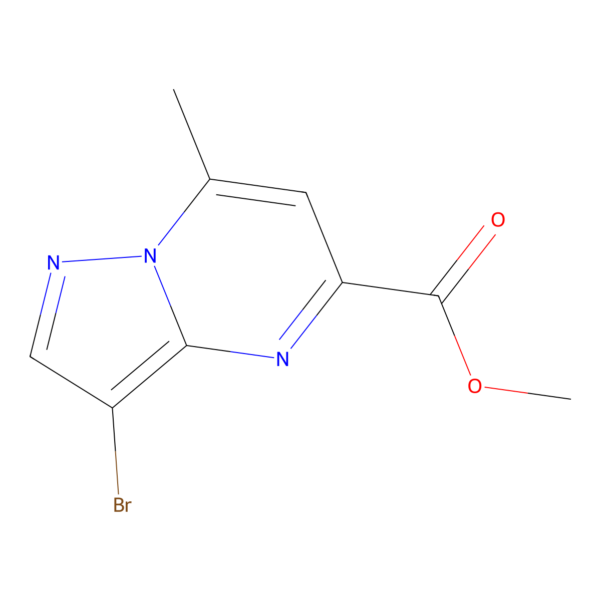 Methyl 3-bromo-7-methylpyrazolo[1,5-a]pyrimidine-5-carboxylate molecular structure, CAS 1352397-95-5