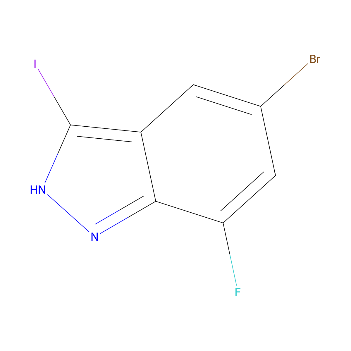 5-bromo-7-fluoro-3-iodo-1H-indazole molecular structure, CAS 1352398-23-2