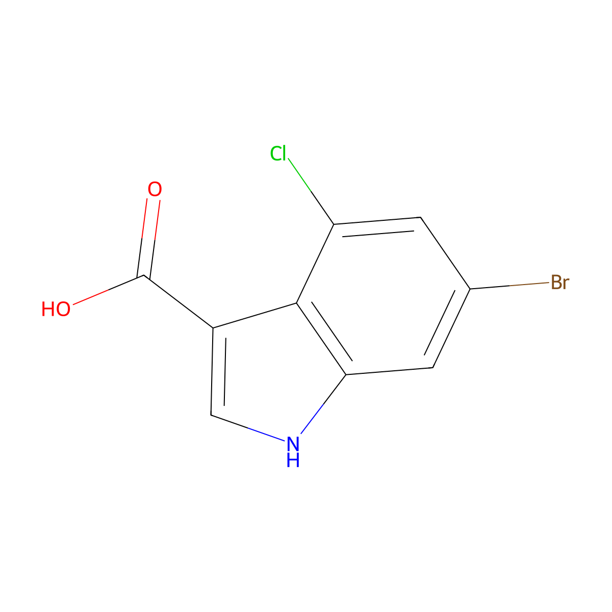 6-Bromo-4-chloro-1H-indole-3-carboxylic acid molecular structure, CAS 1352398-47-0