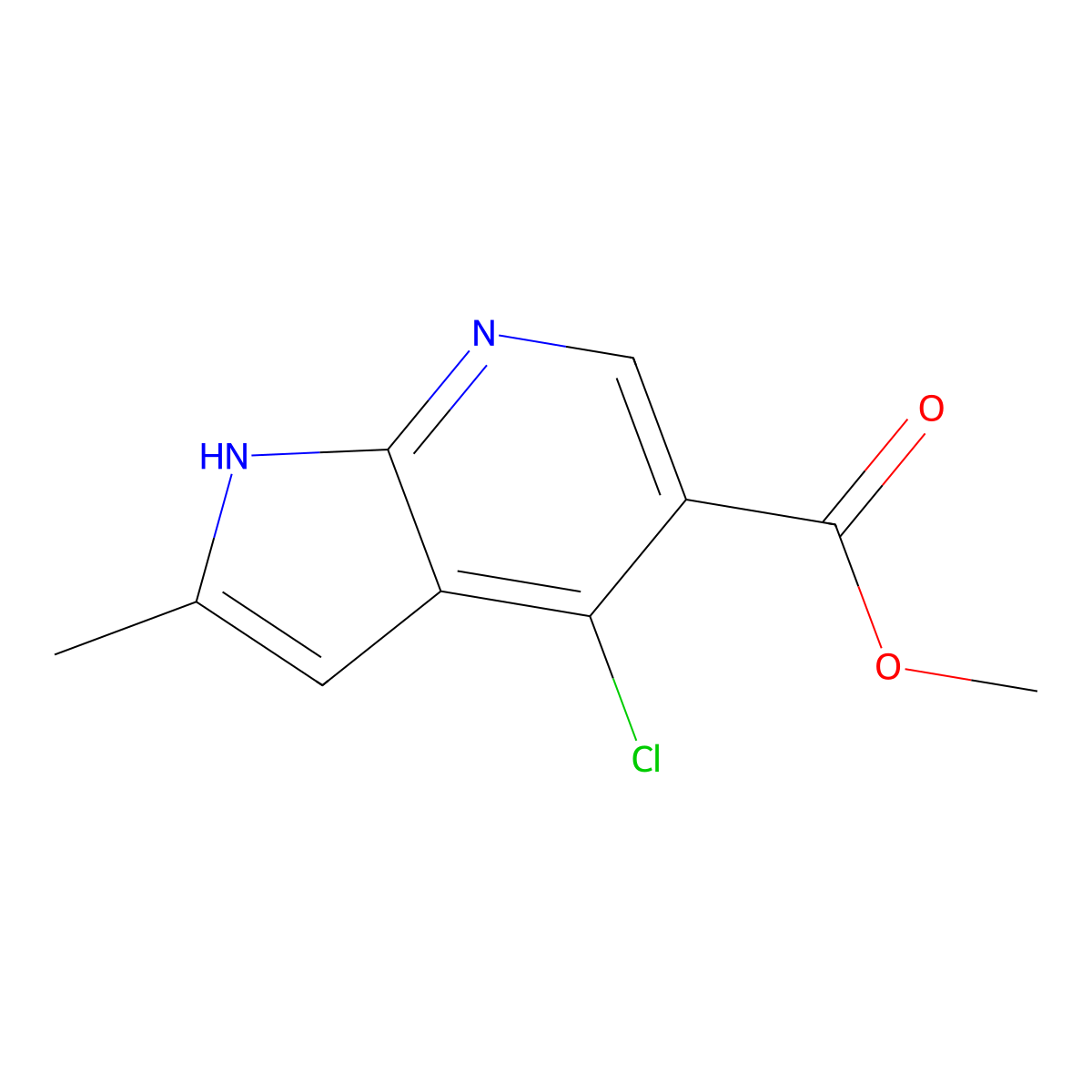4-Chloro-2-methyl-7-azaindole-5-carboxylic acid methyl ester molecular structure, CAS 1352398-52-7