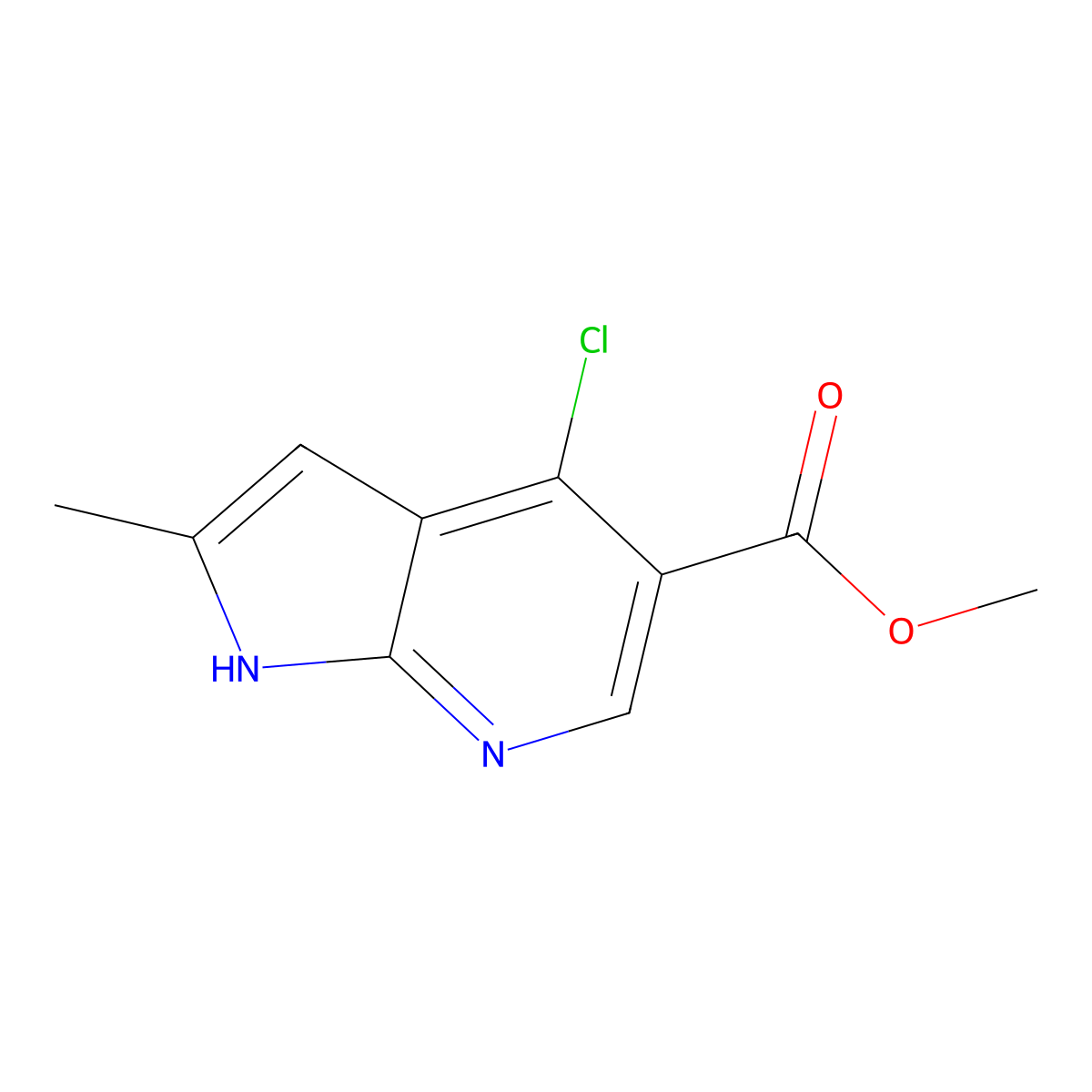 4-Chloro-2-methyl-7-azaindole-5-carboxylic acid methyl ester molecular structure, CAS 1352398-52-7