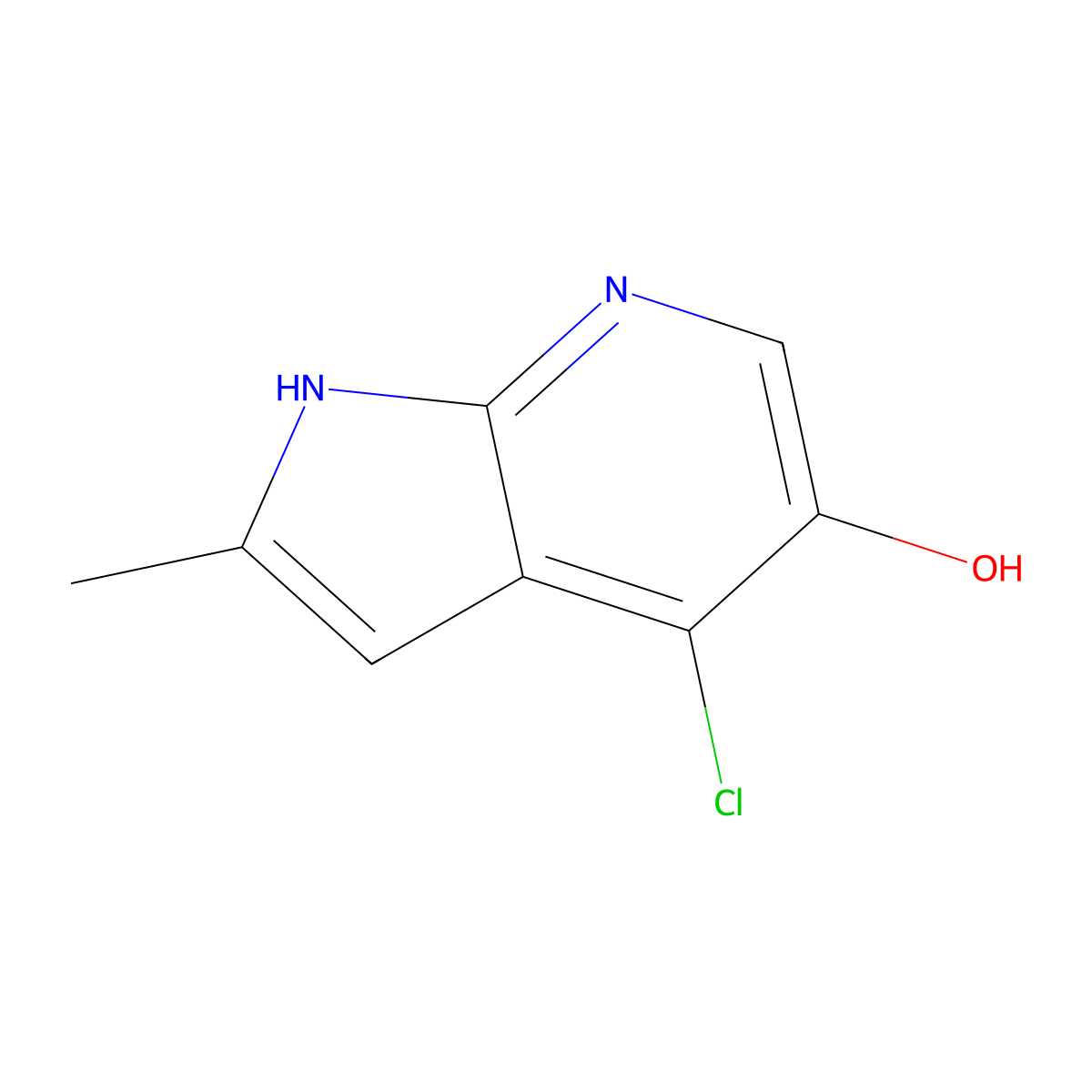 4-Chloro-2-methyl-1H-pyrrolo[2,3-b]pyridin-5-ol molecular structure, CAS 1352398-57-2