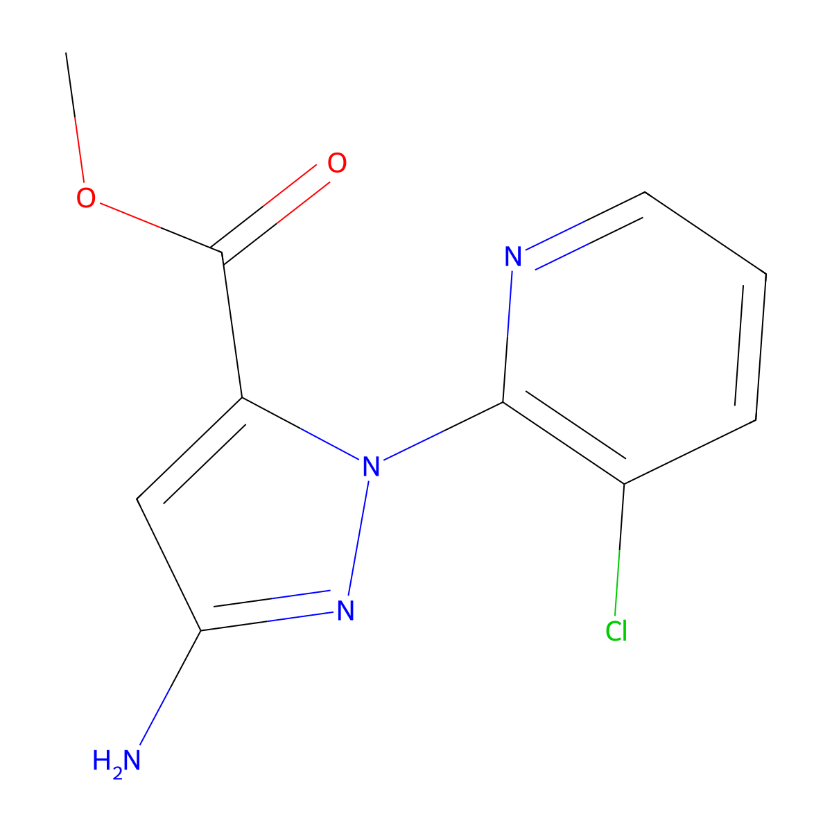 methyl 3-amino-1-(3-chloropyridin-2-yl)-1H-pyrazole-5-carboxylate molecular structure, CAS 1352400-99-7