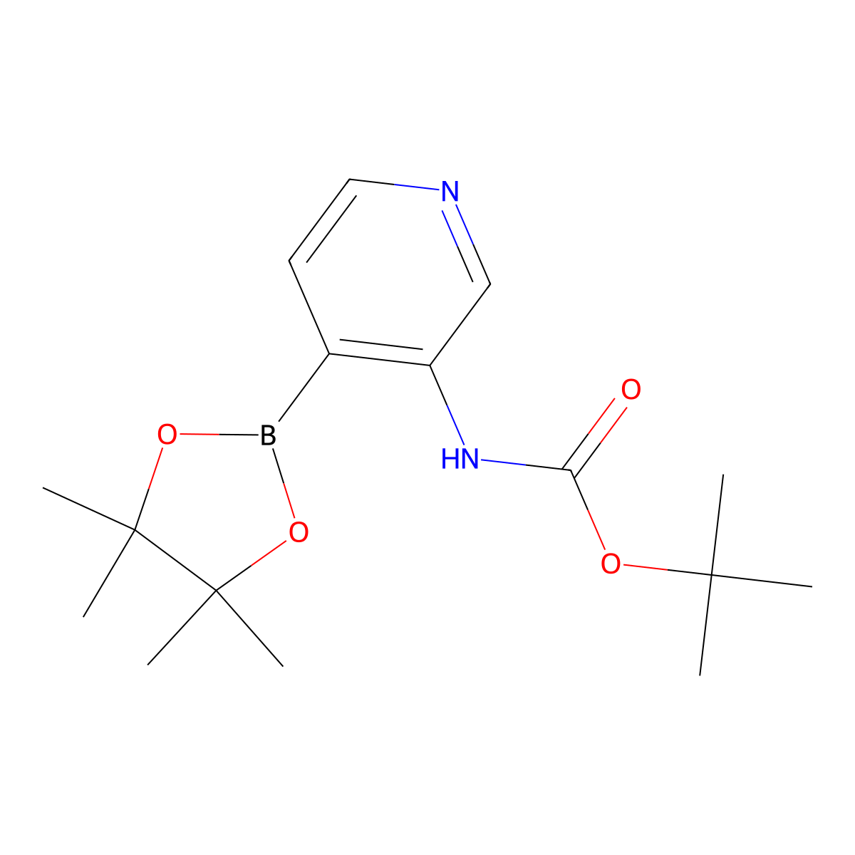 tert-Butyl (4-(4,4,5,5-tetramethyl-1,3,2-dioxaborolan-2-yl)pyridin-3-yl)carbamate molecular structure, CAS 1352403-06-5