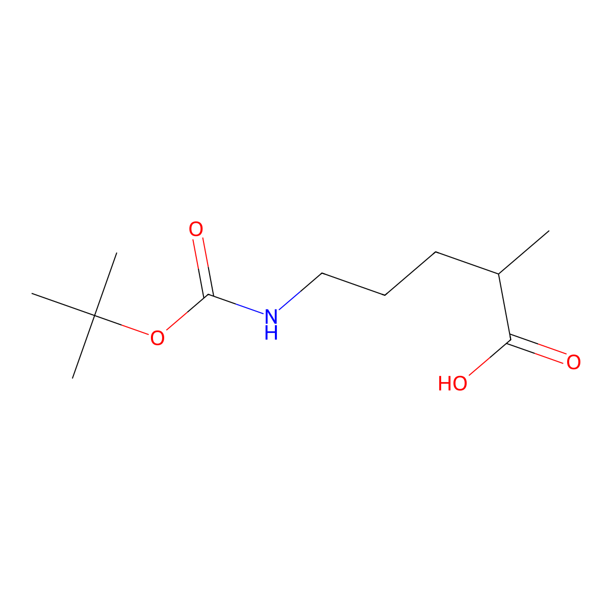 (S)-5-((tert-Butoxycarbonyl)amino)-2-methylpentanoic acid molecular structure, CAS 1352407-83-0