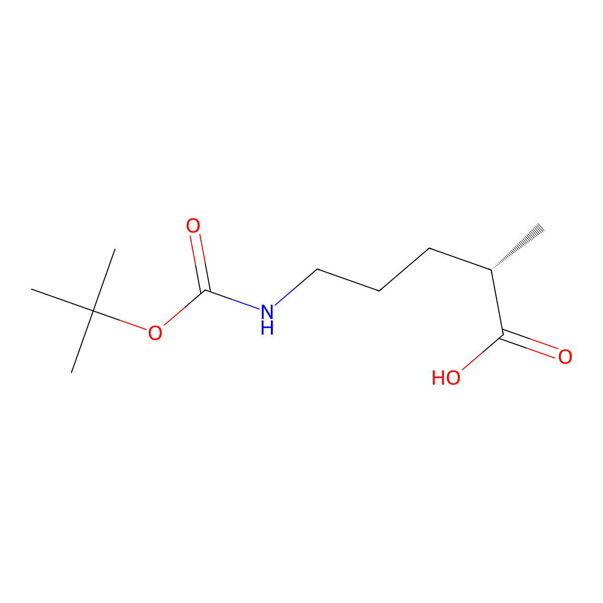 (S)-5-((tert-Butoxycarbonyl)amino)-2-methylpentanoic acid molecular structure, CAS 1352407-83-0