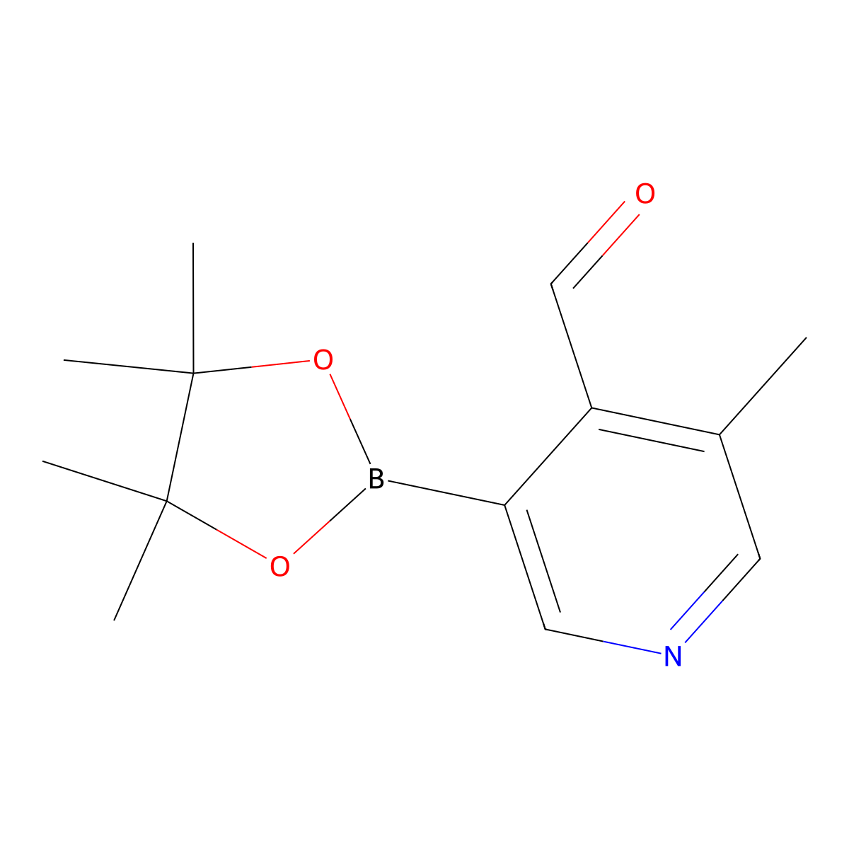 4-Pyridinecarboxaldehyde, 3-methyl-5-(4,4,5,5-tetramethyl-1,3,2-dioxaborolan-2-yl)- molecular structure, CAS 1352412-90-8