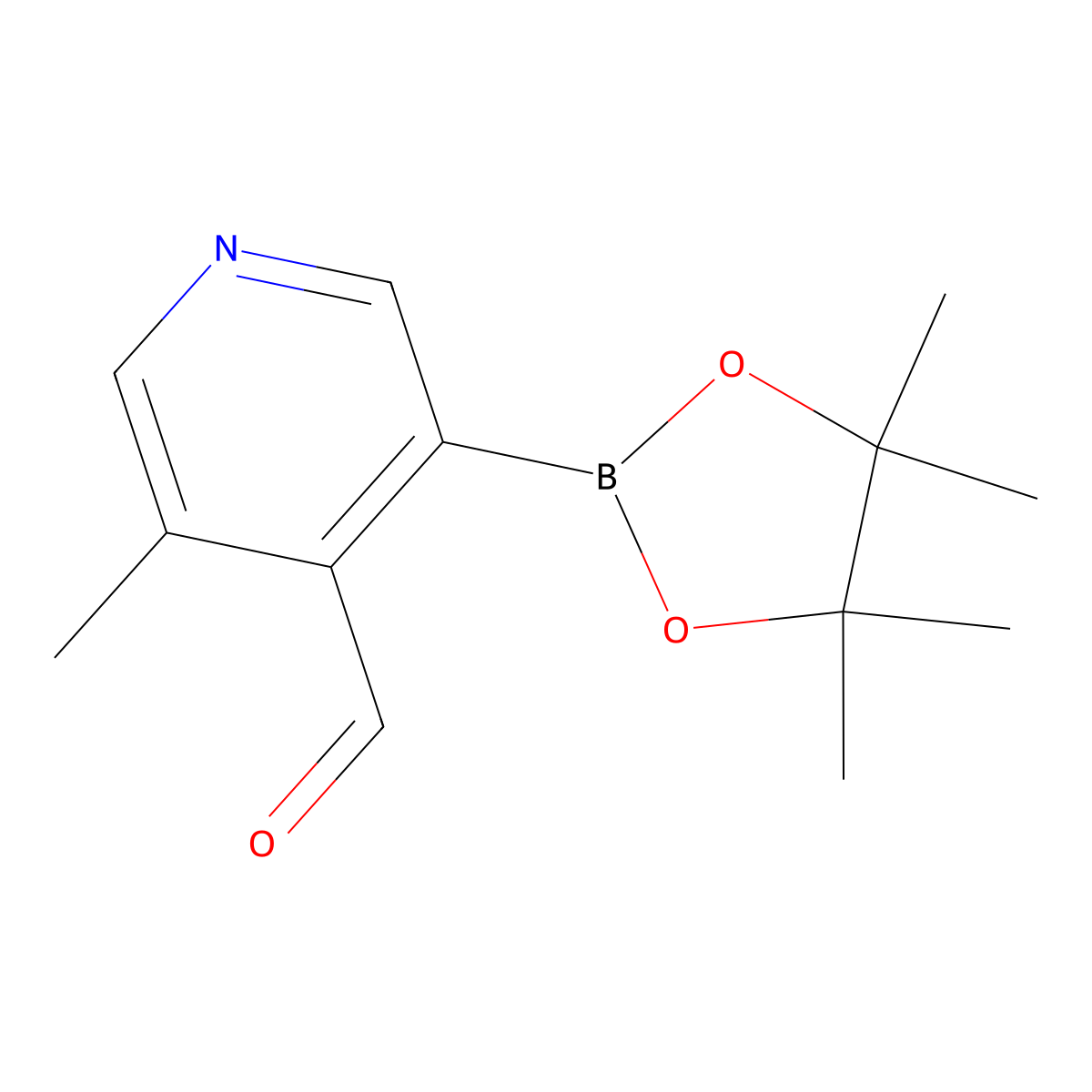 4-Pyridinecarboxaldehyde, 3-methyl-5-(4,4,5,5-tetramethyl-1,3,2-dioxaborolan-2-yl)- molecular structure, CAS 1352412-90-8
