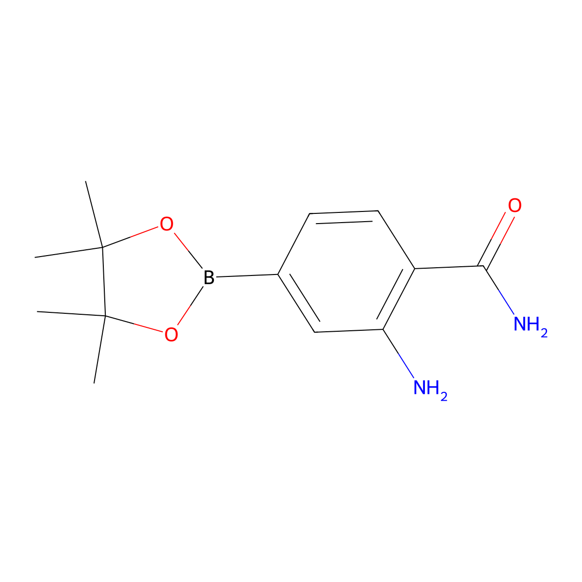 2-Amino-4-(4,4,5,5-tetramethyl-1,3,2-dioxaborolan-2-yl)benzamide molecular structure, CAS 1352412-91-9