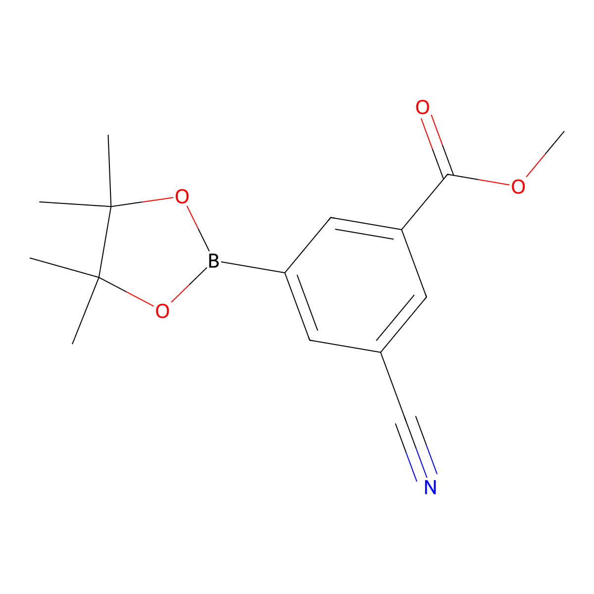 Methyl 3-cyano-5-(4,4,5,5-tetramethyl-1,3,2-dioxaborolan-2-yl)benzoate molecular structure, CAS 1352413-06-9