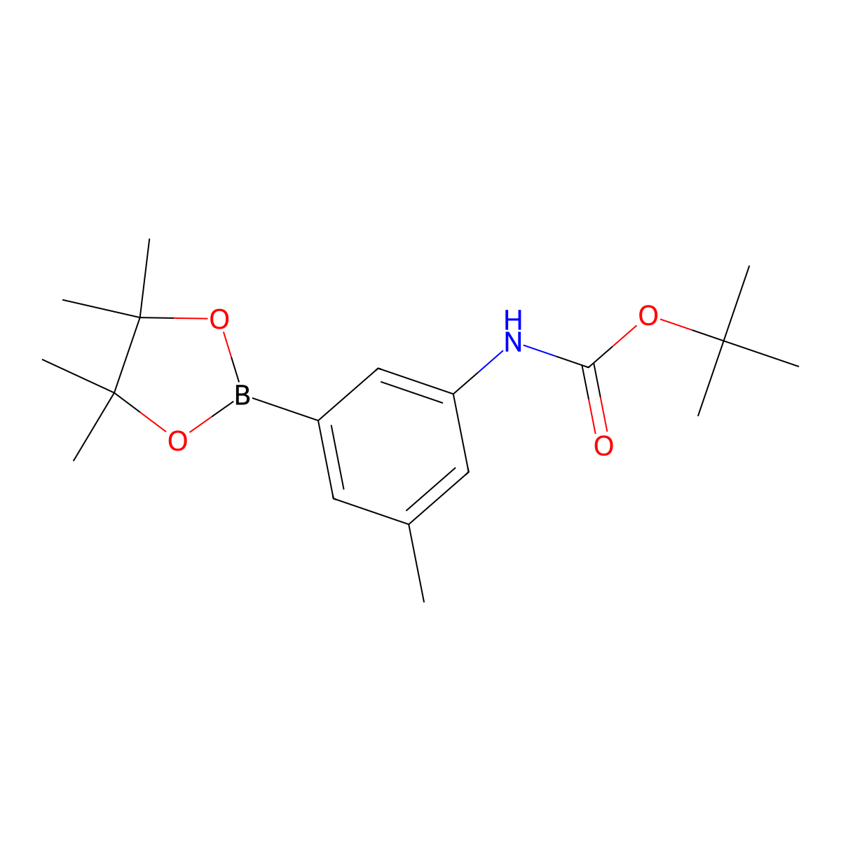 tert-butyl N-(3-methyl-5-(tetramethyl-1,3,2-dioxaborolan-2-yl)phenyl)carbamate molecular structure, CAS 1352413-09-2