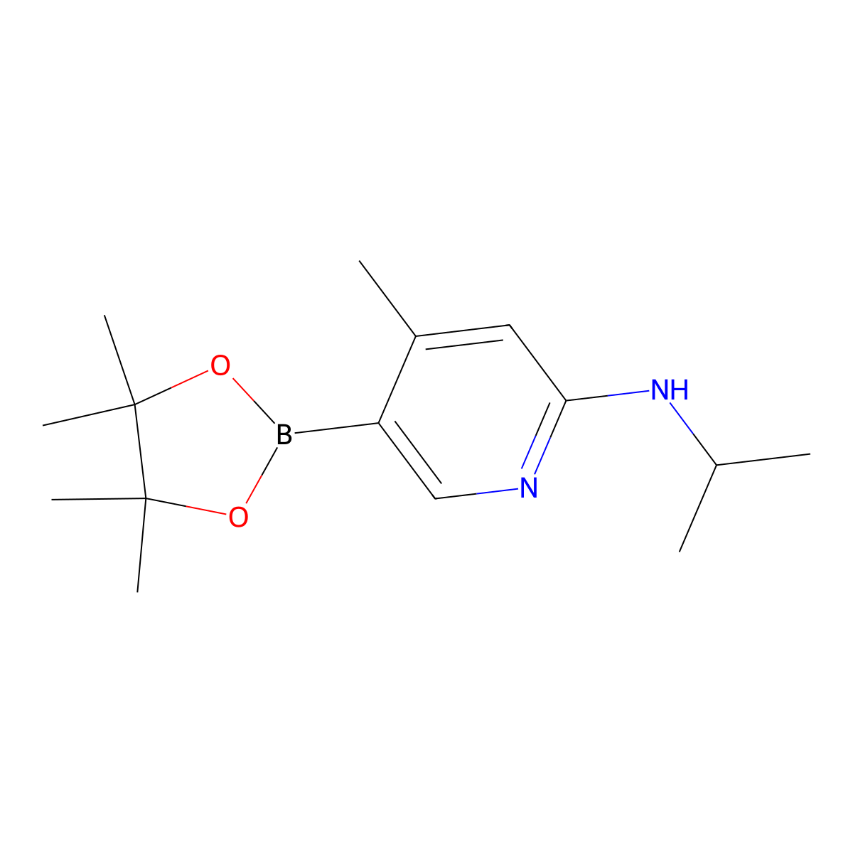 n-Isopropyl-4-methyl-5-(4,4,5,5-tetramethyl-1,3,2-dioxaborolan-2-yl)pyridin-2-amine molecular structure, CAS 1352414-62-0