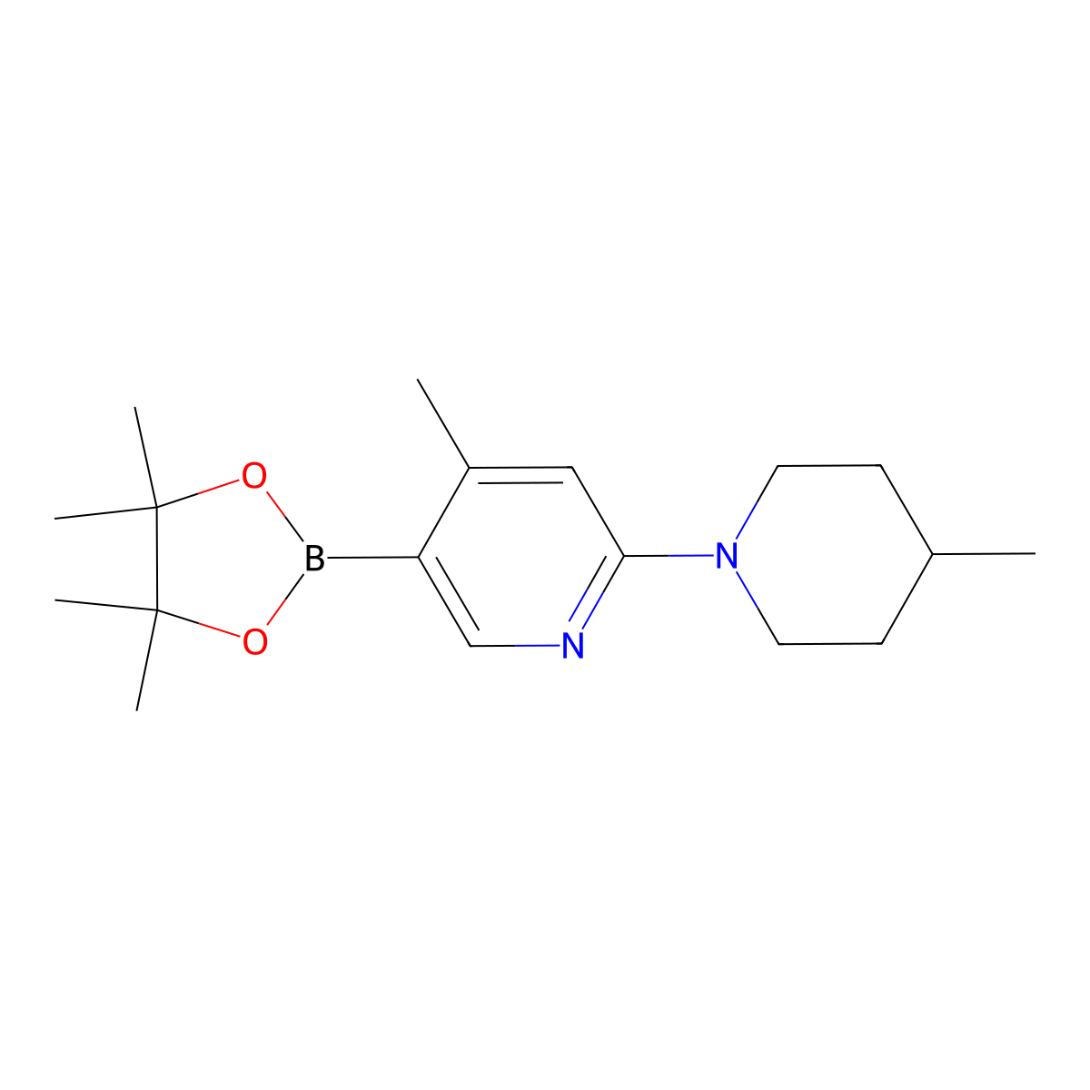 4-Methyl-2-(4-methylpiperidin-1-yl)-5-(4,4,5,5-tetramethyl-[1,3,2]dioxaborolan-2-yl)pyridine molecular structure, CAS 1352414-66-4
