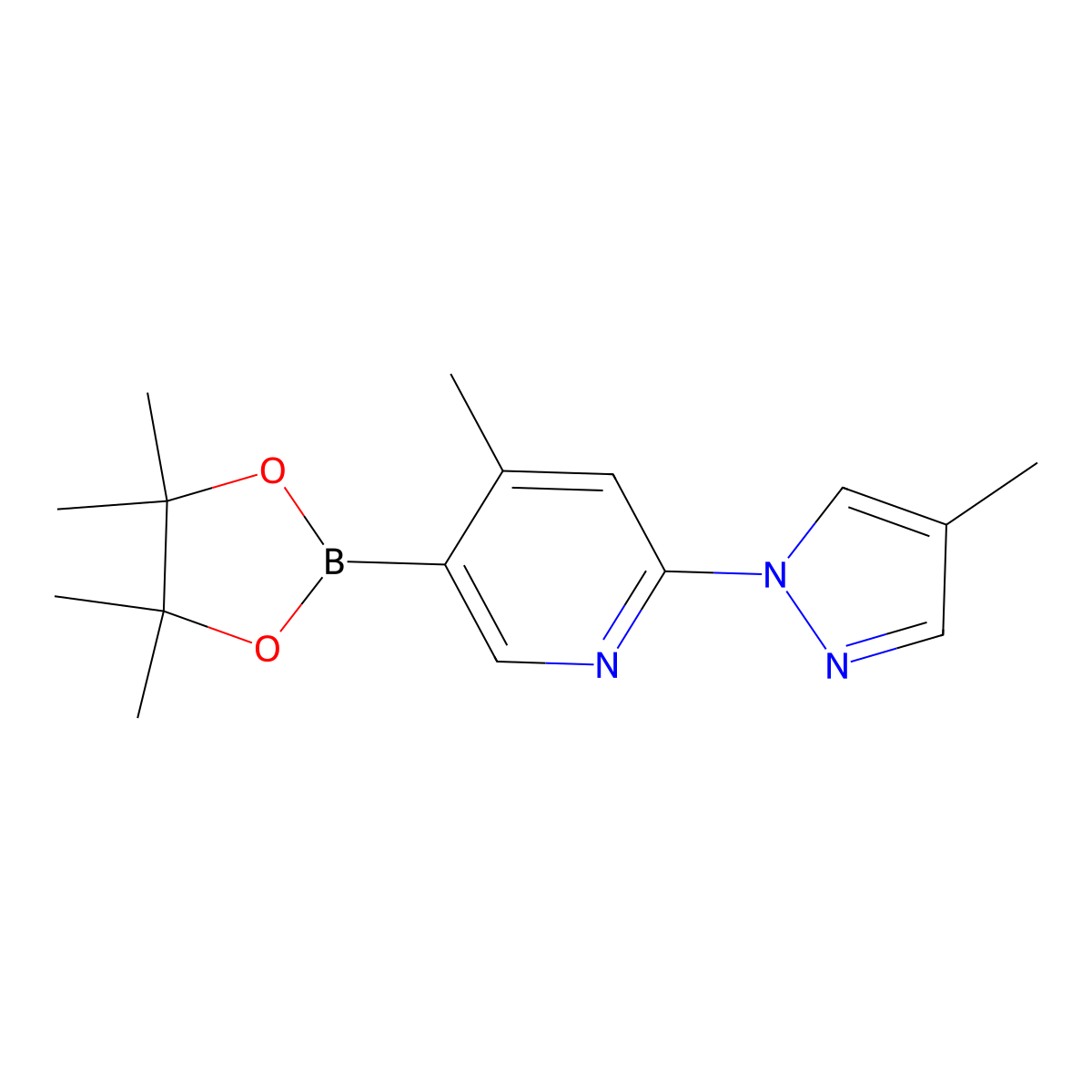4-Methyl-2-(4-methyl-1h-pyrazol-1-yl)-5-(4,4,5,5-tetramethyl-[1,3,2]dioxaborolan-2-yl)pyridine molecular structure, CAS 1352414-67-5